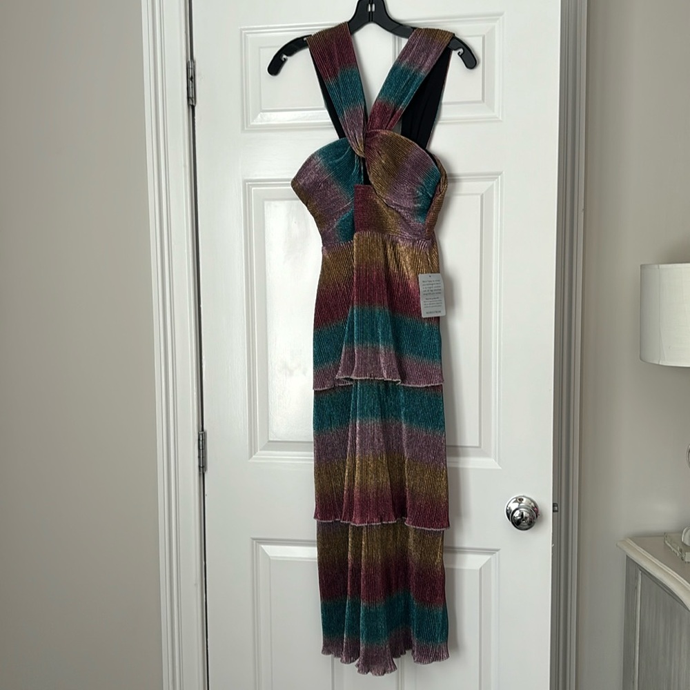 Saylor Metallic Halter Dress